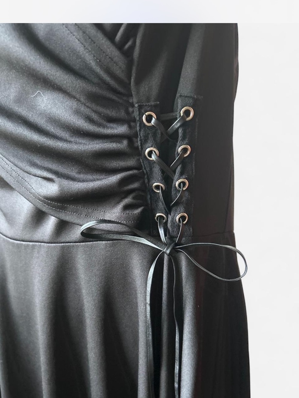 Scarlet Darkness Goth Whimsigoth Ren Fair Black faux leather midi dress XL - Picture 2 of 6